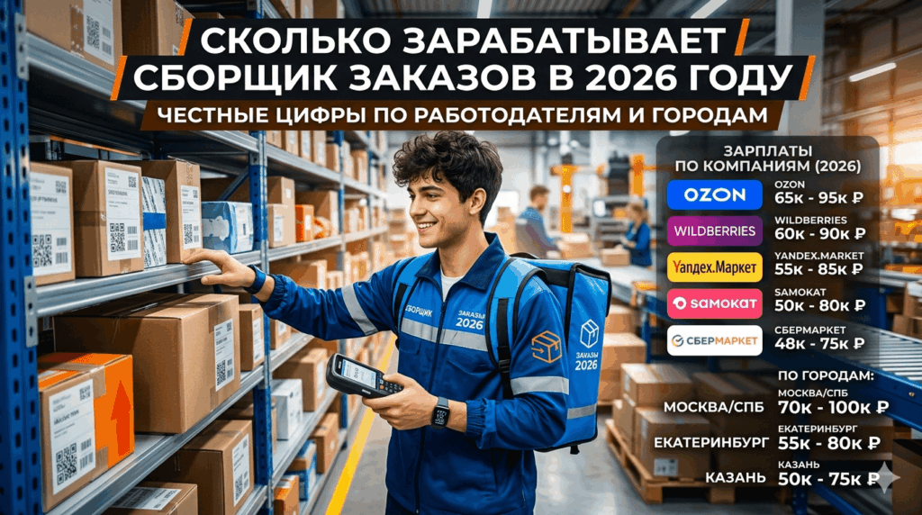Сколько зарабатывает сборщик заказов в 2026 году: честные цифры по работодателям и городам